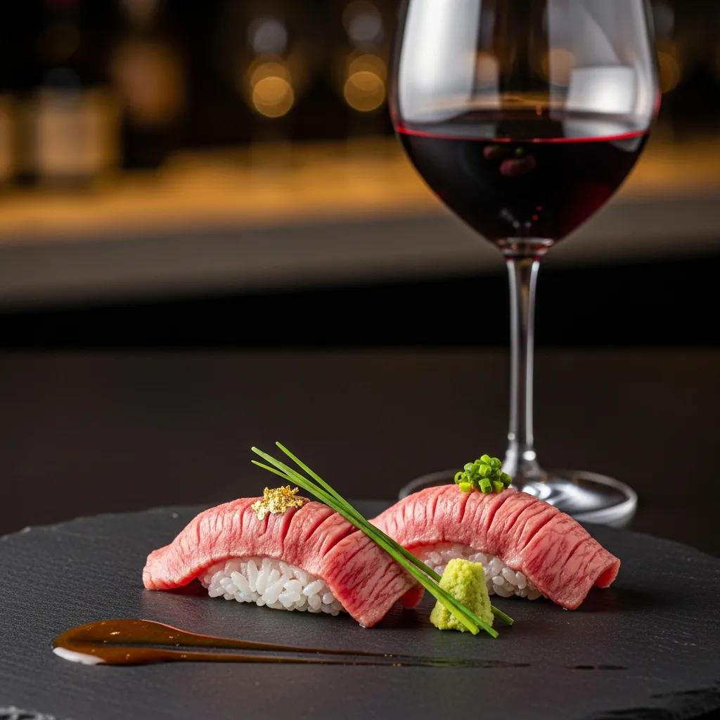 Thoughtfully plated Japanese course paired with wine to highlight flavor balance