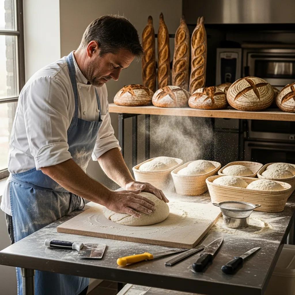 Baker gently shaping dough in Kaviar&rsquo;s kitchen&mdash;emphasizing hands-on technique and careful handling