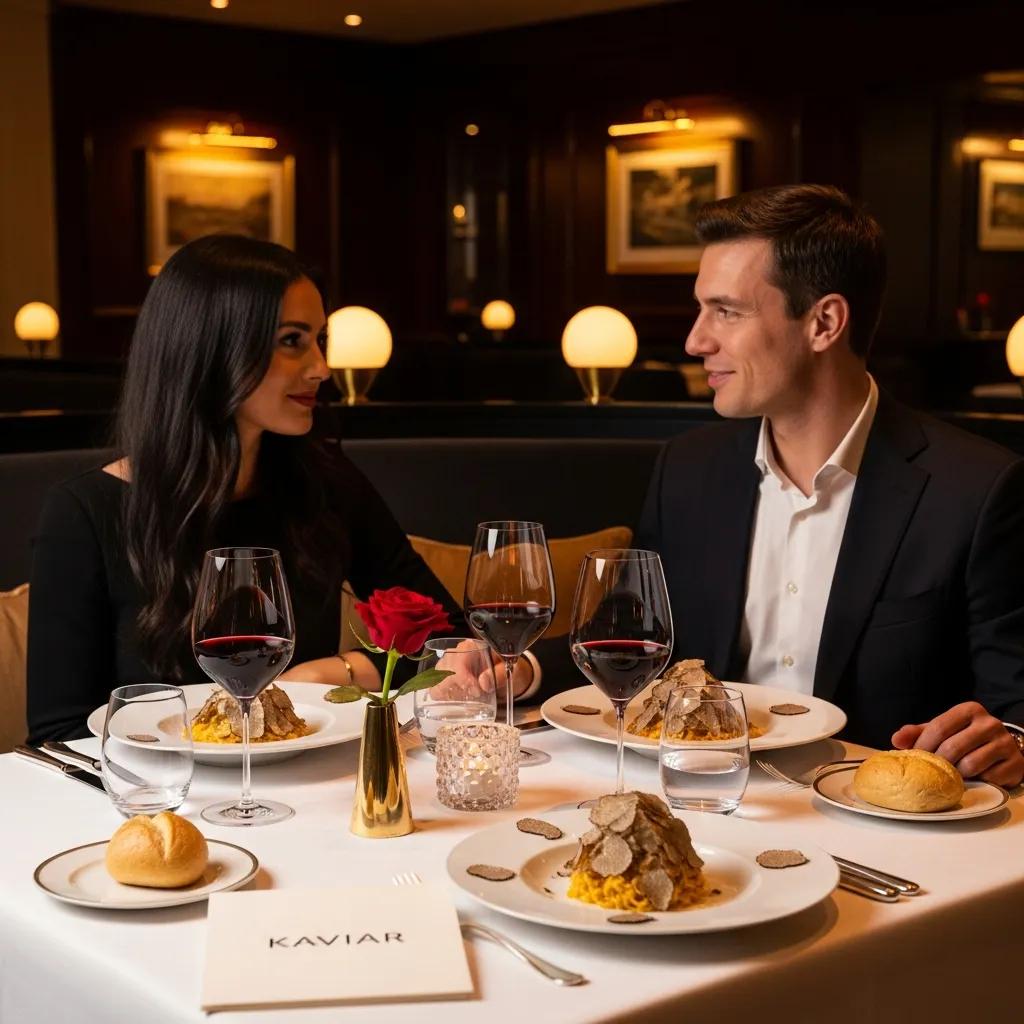 Guests enjoying a refined truffle tasting during an intimate dinner at Kaviar