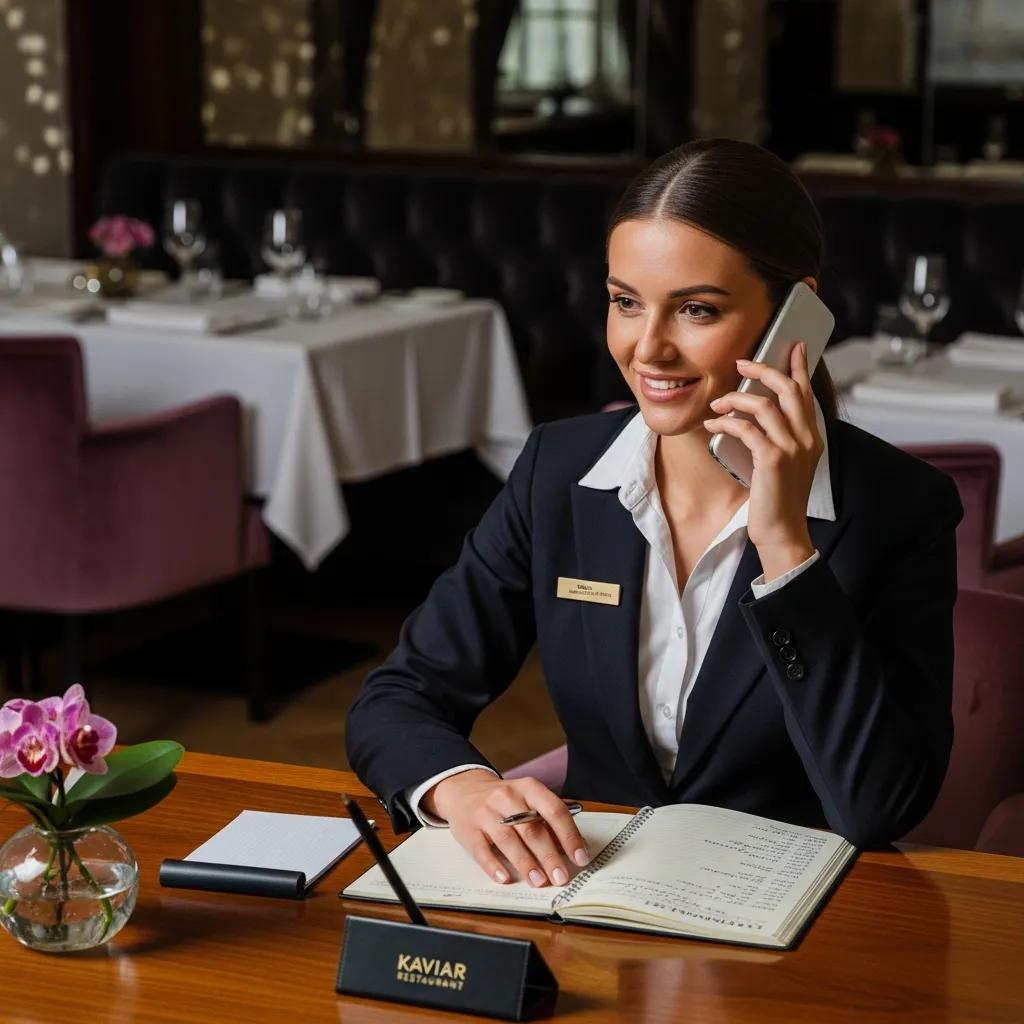 Kaviar staff assisting a guest with a reservation