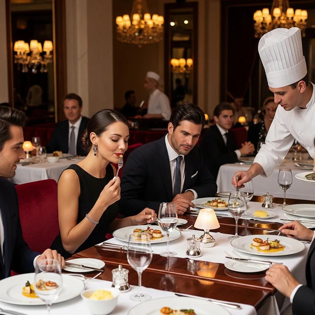 Well-mannered guests enjoying a refined restaurant service