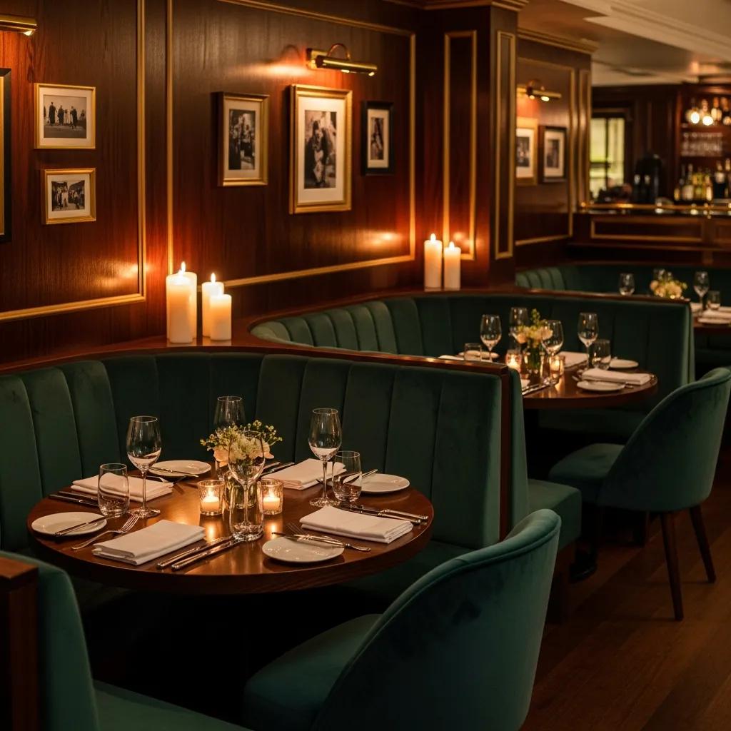 Warm, intimate dining atmosphere at Kaviar Pasadena with elegant decor