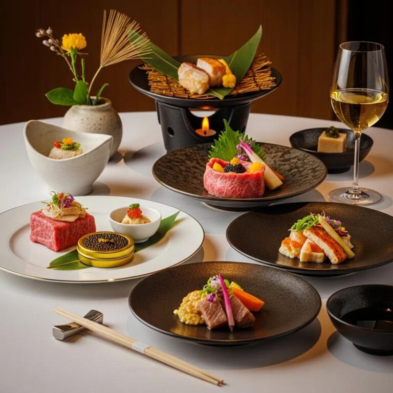 Luxurious omakase dining experience featuring A5 Wagyu and caviar at Kaviar Restaurant