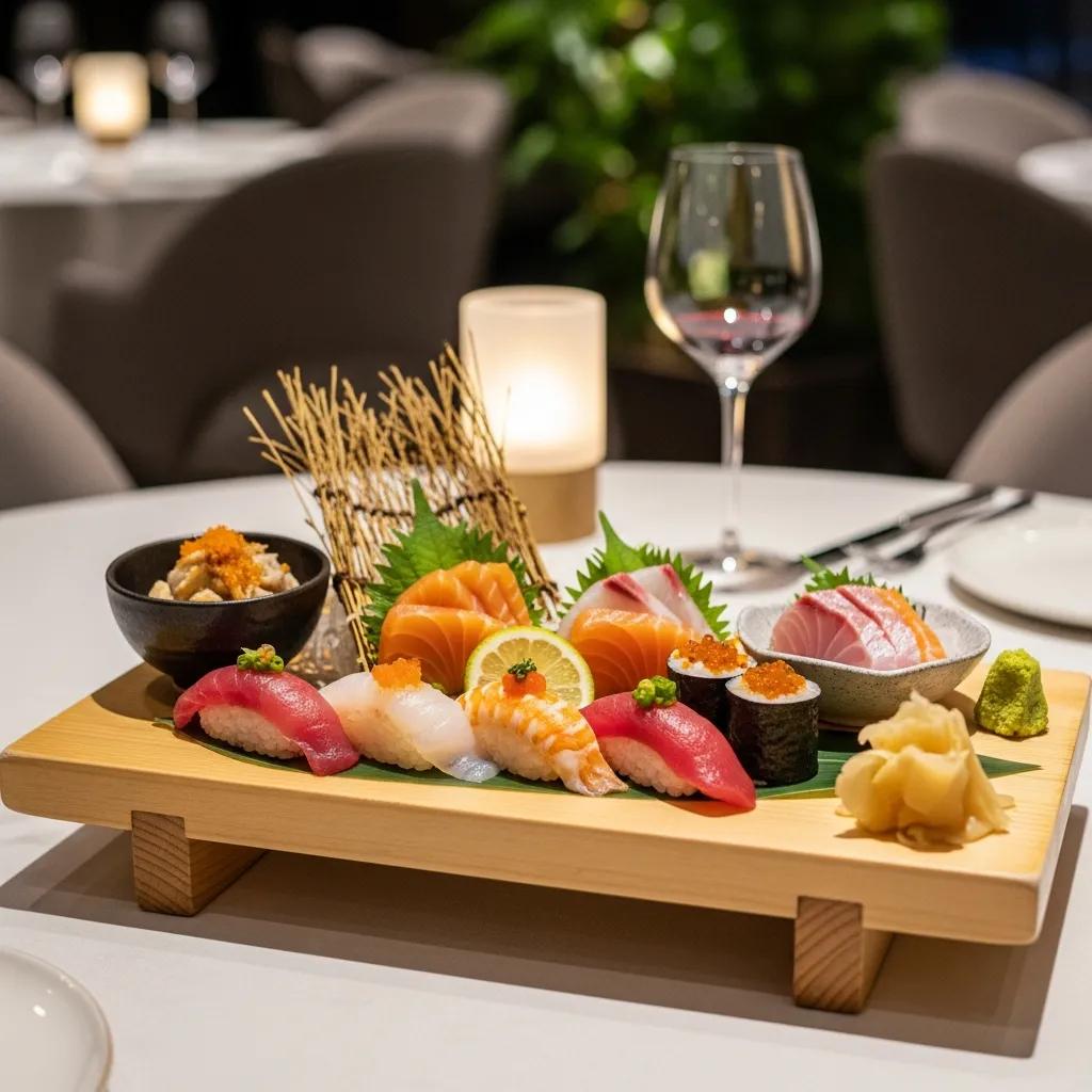 Luxurious omakase dining experience featuring sushi and sashimi at Kaviar Restaurant