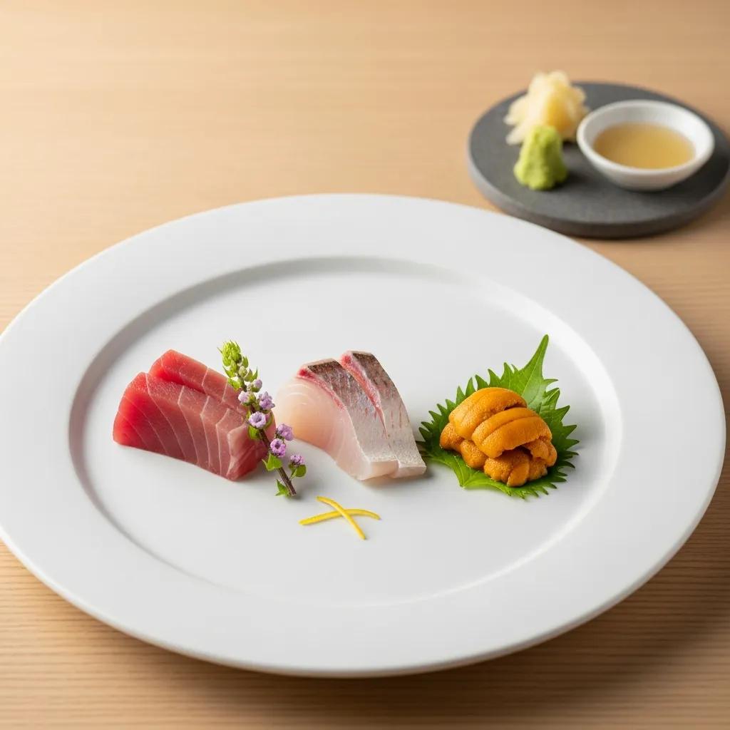 Minimalist omakase plate: seasonal ingredient, measured negative space, and fine vessel selection