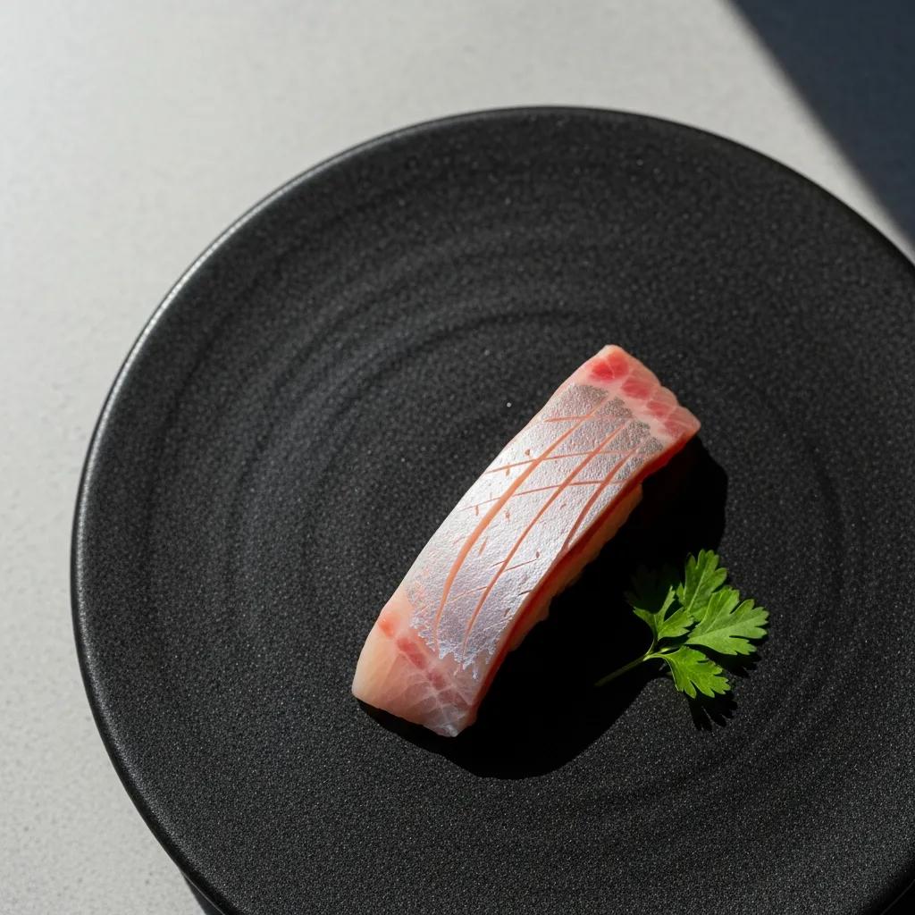 Minimalist sashimi plating that highlights texture and negative space for an elegant presentation