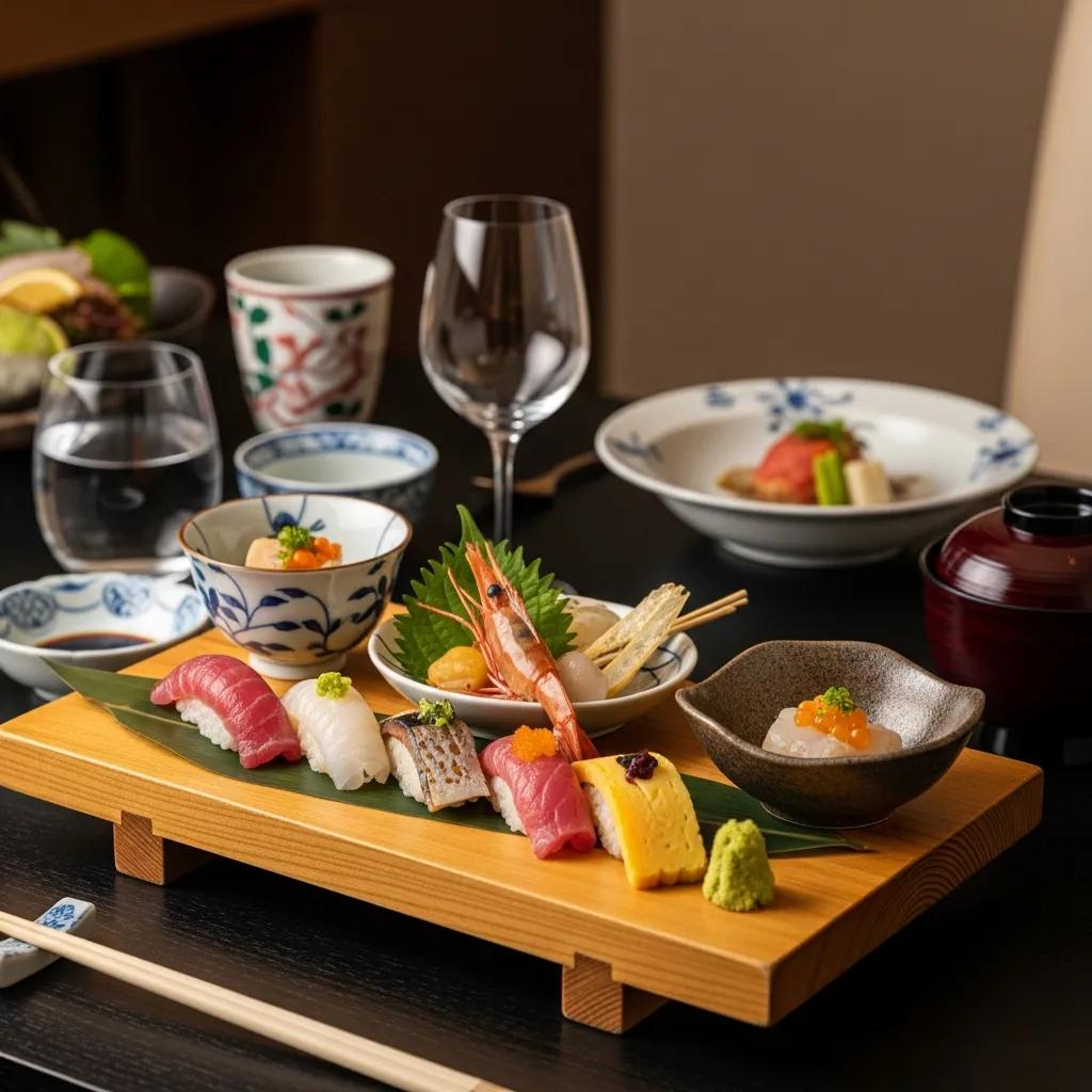 Omakase dining experience featuring a selection of sushi, premium ingredients, and refined presentation, highlighting Japanese culinary artistry at Kaviar.