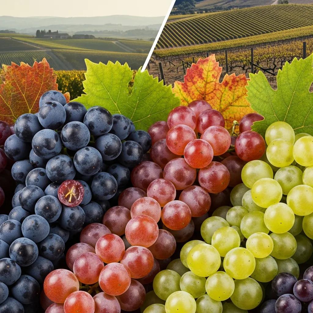 Selection of key grape varieties—Cabernet Sauvignon, Pinot Noir, Chardonnay—illustrating Old and New World expression