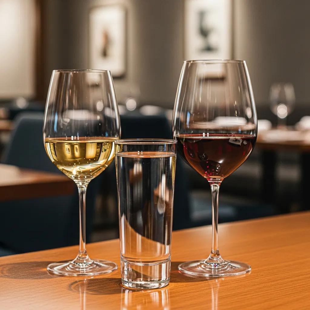 An arranged selection of Junmai sake, light red wine and a crisp white to complement umami dishes