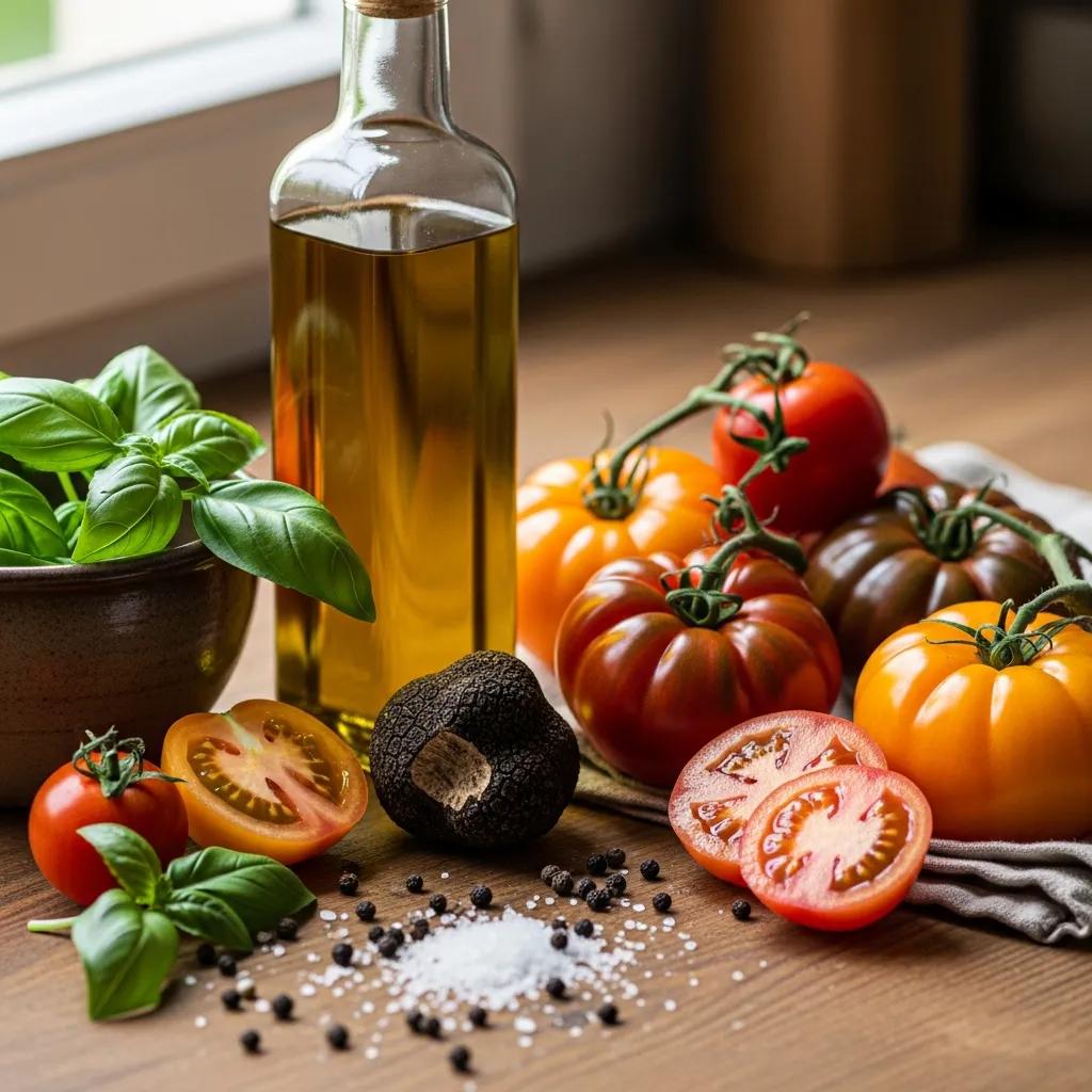 Classic Italian ingredients: olive oil, heirloom tomatoes and cheeses that reflect culinary heritage